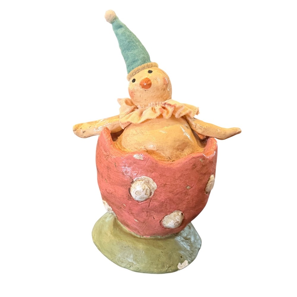 Rare 2002 ESC Trading Brenda Gervais Folk Art Chick Clown Egg Figurine Retired